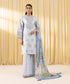 Unstitched Women's Blue Textured Lawn 3 Piece Suit